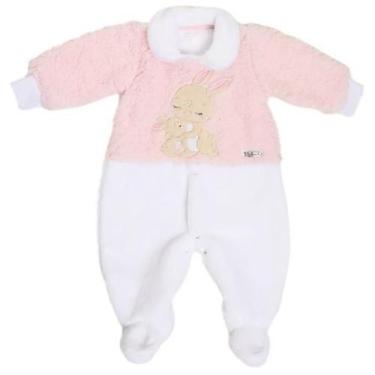 Imagem de Macacão Bebê Menina Pelo Bordado Inverno Lessa Kids B8894, Rosa bebe, 