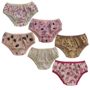 Imagem de Kit 6 Calcinhas Infantis Nina 100% Algodão  Meninas 1 a 9 Anos -, P, S