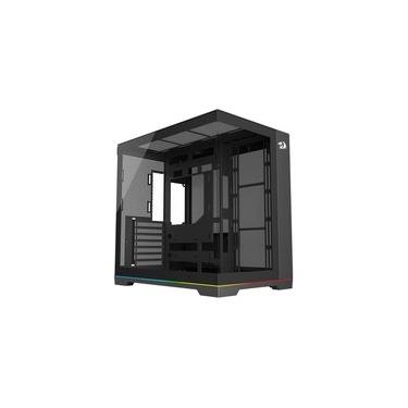 Imagem de Gabinete Gamer Redragon Scalpel, Mid Tower, ATX, ARGB, Aquário com Fita de LED, USB 3.0, Sem FANs, Preto - GC-628