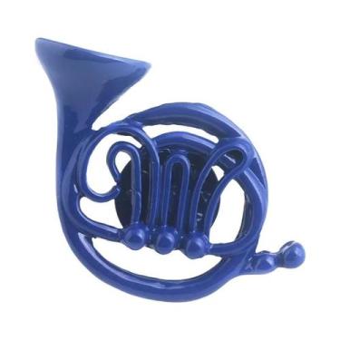 Imagem de Broche De Esmalte Azul Com Trompa Francesa E Guarda-chuva Amarelo, Tem