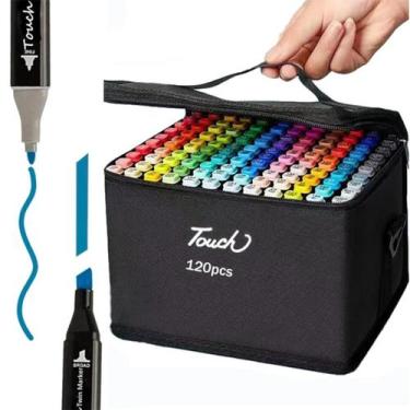Imagem de Marcador Para Colorir Ponta Dupla Kit 120 Cores Canetas - Friburgo Com