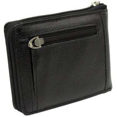 Imagem de Carteira Masculina De Couro Legítimo Genuíno Zíper + Chaveiro Caixa Pr