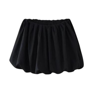 Imagem de Saia Mini Balão Feminina De Cintura Alta Elástica, Moda Casual Y2K, Sa