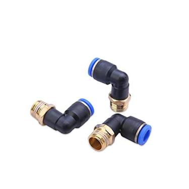 Imagem de 3 pecas PL. Série masculino fio plástico peças pneumáticas partes equitando cotovelo azul conector rápido elemento um toque empurrar YYDFPIIA (Color : PL6-03)