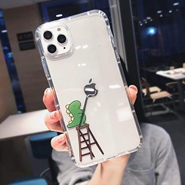 Imagem de Desenhos animados Cute Dinosaur Capa de telefone transparente para iPhone 13 11 Pro Max 12 mini X XR XS Max 7 8 Plus Tampa transparente, escada, para iPhone 7Plus