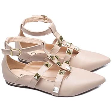 Imagem de SAPATILHA TORRICELA, COM TIRAS E PIRAMIDES DOURADA, LINDA, CONFORTAVEL E RESISTENTE (38, BEGE)