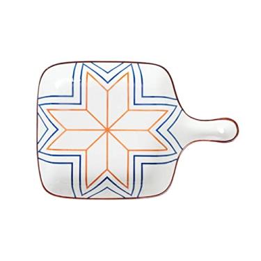 Imagem de GUIPAIHAI Prato de cerâmica com alça única para jantar, utensílios de mesa para café da manhã, arroz, bandeja de sobremesa, pratos profundos criativos (cor: A)