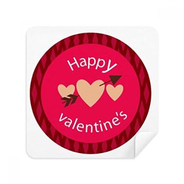 Imagem de Rosa Feliz Dia dos Namorados Coração Flecha Óculos Pano Limpador de Tela Tecido Camurça Pacote com 2