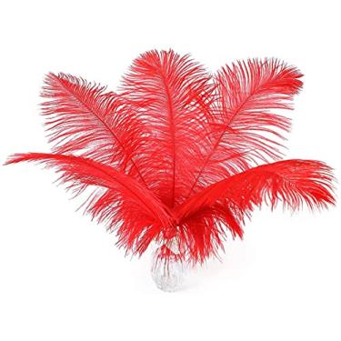 Imagem de 20 Penas de avestruz douradas de luxo natural de 25 a 30 cm para centros de mesa de festa de casamento? Arranjo de flores e decoração de casa. (Carlet)