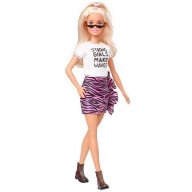 Imagem de Boneca Barbie Fashionistas Loira Cabelo Longo Saia Animal Print Ghw62