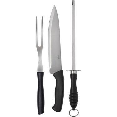 Imagem de Conjunto do Assador 3 pç Faca 8, Garfo 6,5 e Chaira Mor 3338