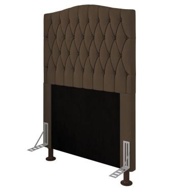 Imagem de Cabeceira Greta Cama Box Solteiro 90cm Suede Marrom