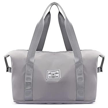 Imagem de Bolsa de viaje para mujer - Bolsas de fin de semana para mujer, bolsa de playa Yym Bag Duffle Bag Carry on Bag Travel Essentials (Gris)