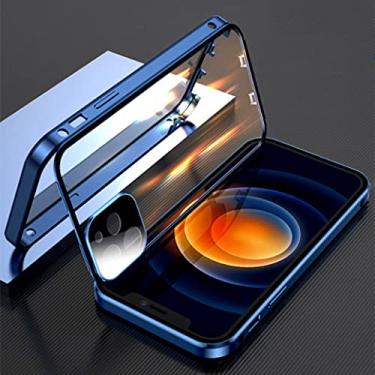Imagem de Capa de telefone de vidro transparente delicada e bonita para iphone 13 11 12 pro max 7 8 plus x xs xr se 2020 capa resistente a choques tudo incluído, azul, para iphone 12/12 pro