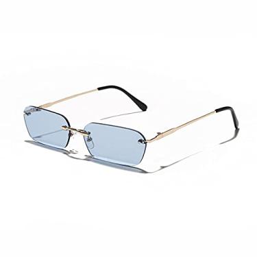 Imagem de Óculos de Sol Retangular Sem Aro Feminino UV400 Óculos de Sol de Condução Masculino Cor Transparente Acessórios de Verão Quadrado Tamanho Pequeno,6,A