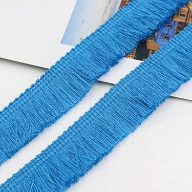 Imagem de Acabamentos de borla de 1 m de espessura 2,5 cm de largura Cortina de poliéster/acabamento de travesseiro brinco/bolsa Roupas decorativas rendas franjas de costura, azul