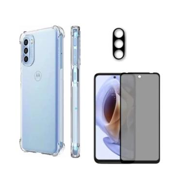 Imagem de Capa Capinha Compatível Com Moto G41 + Película Privacidade Anti Espionagem + Película Proteção da Lente da Câmera - (Hard Glass Store)