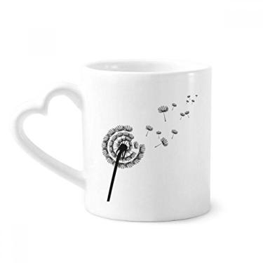 Imagem de Flores plantas dente-de-leão caneca de contorno caneca café cerâmica copo de coração de vidro