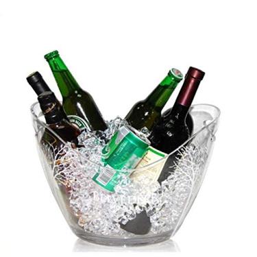 Imagem de Balde de gelo acrílico transparente, recipiente de cubo de gelo transparente, champanhe, cerveja, vinho, refrigerador de bebidas, grande capacidade 4L e 8L