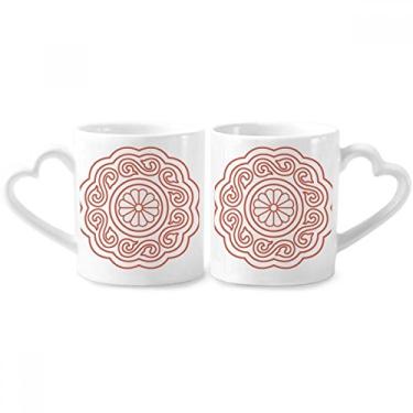 Imagem de Conjunto de canecas de porcelana para casal, padrão de cultura tradicional chinesa, xícara de cerâmica para amantes, alça