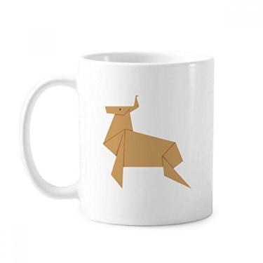 Imagem de Caneca abstrata de Natal com estampa de origami, cerâmica para café, xícara de porcelana