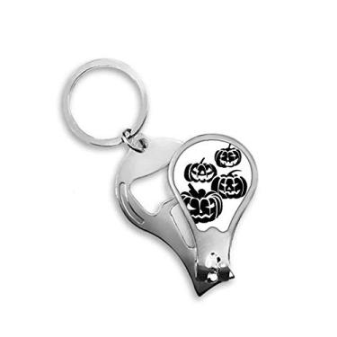 Imagem de Quatro abóboras pretas Halloween cortador de unhas abridor chaveiro tesoura