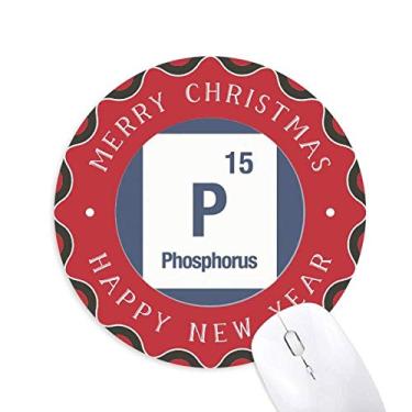 Imagem de P Phosphorus Chemical Element Chem Mouse Pad Merry Christmas Round Rubber