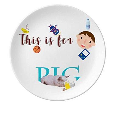 Imagem de Prato de porcelana tipo comida de porco restaurante Business prato redondo menino homem