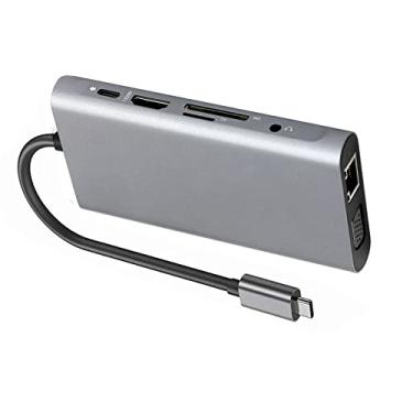 Imagem de MOOKEENONE 1 estação de ancoragem de 10 em 1, hub de laptop tipo C HDMI VGA RJ45 PD Multi USB 3.0 adaptador
