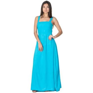 Imagem de Vestido Longo Viscolinho Alça Liso Pink Azul Turqueza E Verde - Madame