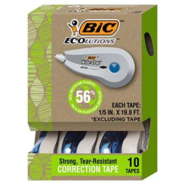 Imagem de BIC Fita corretiva Ecolutions Wite-Out da marca, 50 cm, pacote com 10 unidades, fita corretiva feita de 56% plástico reciclado excluindo fita