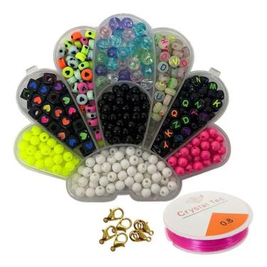 Imagem de Missangas Letras Neon Bola Leitosa Perolas Brilham no Escuro