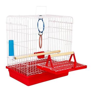 Imagem de Gaiola Calopsita Junior Aves Completa Luxo JelPlast Vermelho