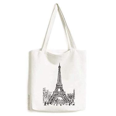 Imagem de Bolsa de lona quadrada da Torre Eiffel, França, Paris, sacola de compras, bolsa casual