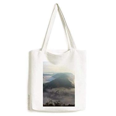 Imagem de Bolsa de lona verde neblina florestal, ciência, natureza, paisagem, sacola de compras, bolsa casual
