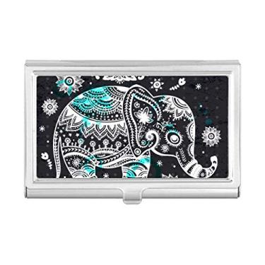 Imagem de Porta-cartões de visita com flor de elefante preto e azul da Nation