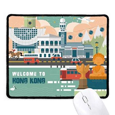 Imagem de Wellcome to Hong Kong China Mousepad antiderrapante jogo escritório bordas costuradas presente