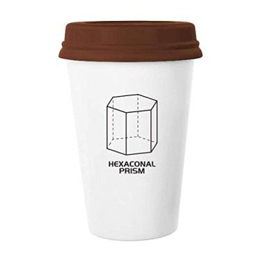 Imagem de Caneca de cerâmica com prisma hexagonal matemática, espaço geométrico, copo de café, vidro, cerâmica, tampa