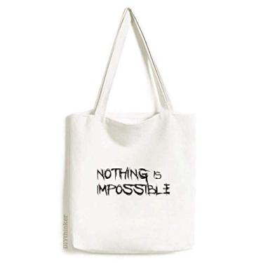 Imagem de Bolsa de lona com citação Nothing Is Impossible Bolsa de compras casual