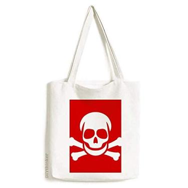 Imagem de Bolsa de lona para compras com estampa quadrada vermelha envenenamento