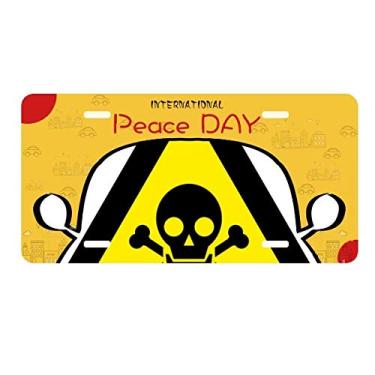 Imagem de DIYthinker Símbolo de aviso amarelo preto envenenamento placa placa placa de carro decoração dia da paz