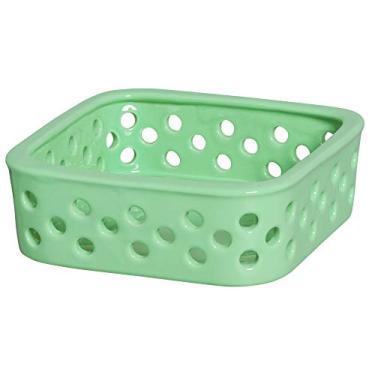 Imagem de Cestinha Quadrada Vasada Ceramicas Pegorin Verde Claro