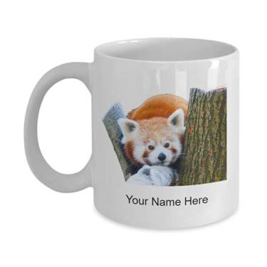 Imagem de Caneca vermelha personalizada - Caneca de café para idéia de panda vermelha, meninos e meninas - Caneca de café de 325 ml