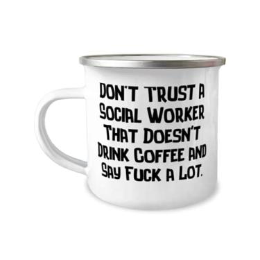 Imagem de Presentes especiais de assistente social, Don't Trust a Social Worker That Doesn't Drink Coffee and Funny 355 ml para colegas de trabalho de colegas de trabalho