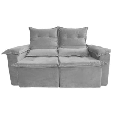 Imagem de Sofá Pequim 2 Lugares Retrátil e Reclinável 180cm Tecido Suede União Cor Cinza