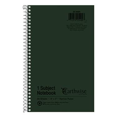 Imagem de Ampad Caderno de fio único, reciclado, tamanho 20 x 12,7 cm, 1 assunto, capa verde, pauta estreita, não é perfurado com 3 furos, 80 folhas por caderno (25 – 400R)