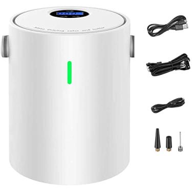 Imagem de Mini compressor de ar portátil bomba de ar elétrica para carro com LCD digital, parada de enchimento automático de pressão de pneu predefinida, bomba de compressor de ar recarregável para motocicleta, bicicleta, carro (branco)