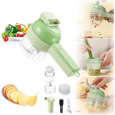 Imagem de Moedor Elétrico Sem Fio Multifuncional 4 Em 1 Conjunto De Cortador De Legumes Elétrico Portátil, Processador De Alimentos Sem Fio, Picador De Legumes Portátil Para Alho, Pimenta, Pimenta, Cebola,