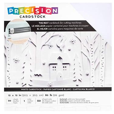 Imagem de American Crafts Pacote de cartolina de precisão 36 kg, 30 x 30 cm, 60 unidades, branco/texturizado