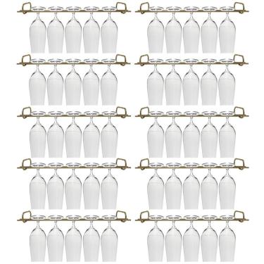Imagem de Conjunto 10 Organizadores Suportes De Taças 42cm Porta Taças Retos Dourado